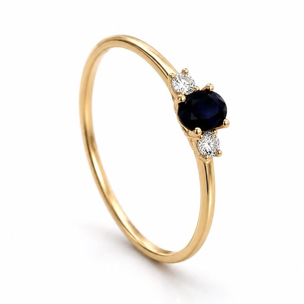 Superdeal! Gullring med safir 0.06 carat diamanter