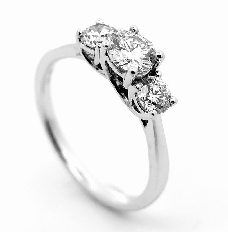 Superdeal! Diamantring hvitt gull diamanter med 1 carat tw.si